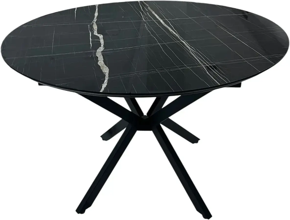 Стол раскладной Magnusplus Dobok 110/145x110 Sonata High Gloss (Black Marble/Black) - 2