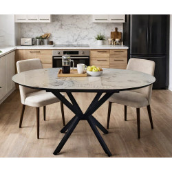 Стол раскладной Magnusplus Dobok 110/145x110 Mola (Grey Marble/Black)