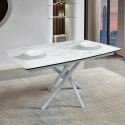 Стол раскладной Magnusplus Katrin 138/178x90 Marmo (White Marble/White)