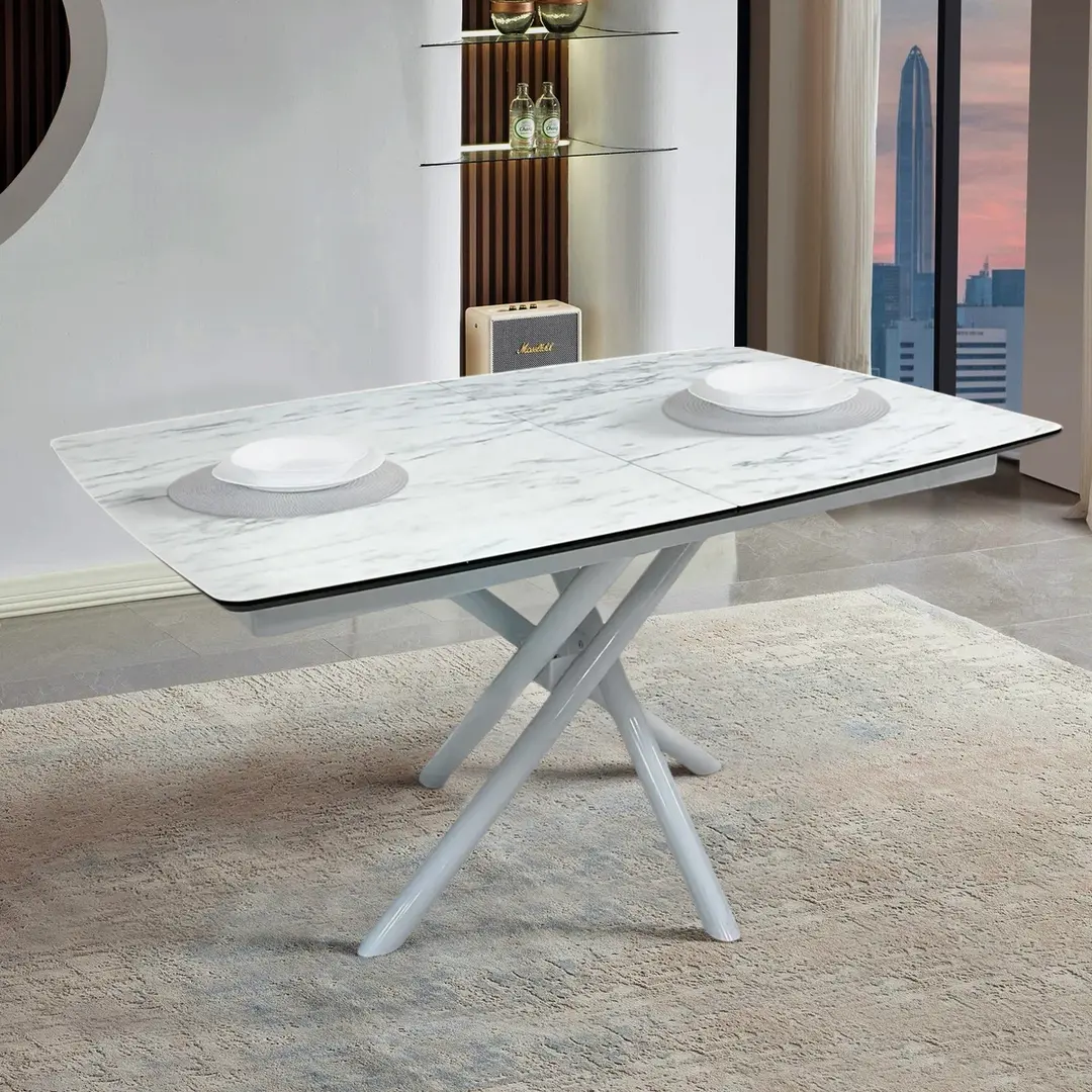 Masa extensibila Magnusplus Katrin 138/178x90 Marmo (White Marble/White)