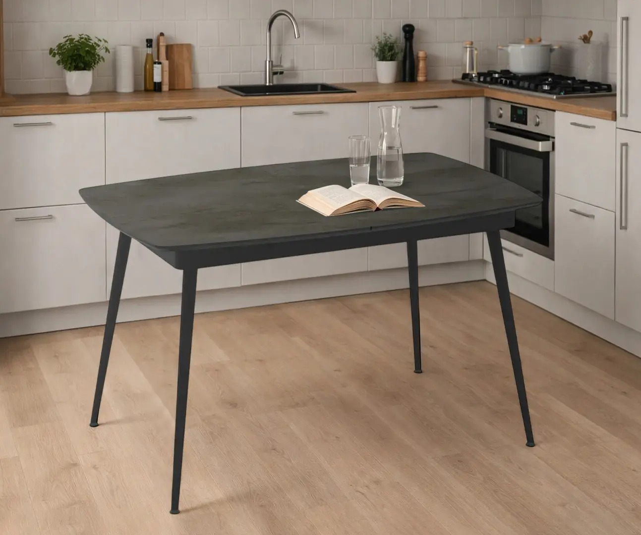 Masa extensibila Magnusplus Yense 125/165x80 Irony (Dark Grey/Black)