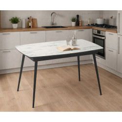 Стол раскладной Magnusplus Yense 125/165x80 Marmo (White Marble/Black)
