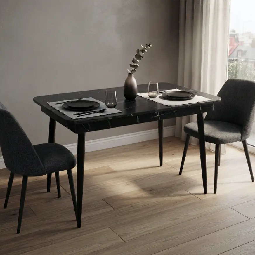 Masa extensibila Evelin DT-431-3R B (Black Marble/Black)