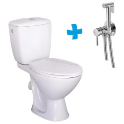 Vas WC cu dus igienic Cersanit Kaskada + Mixxus SUS-333 (White/Inox)