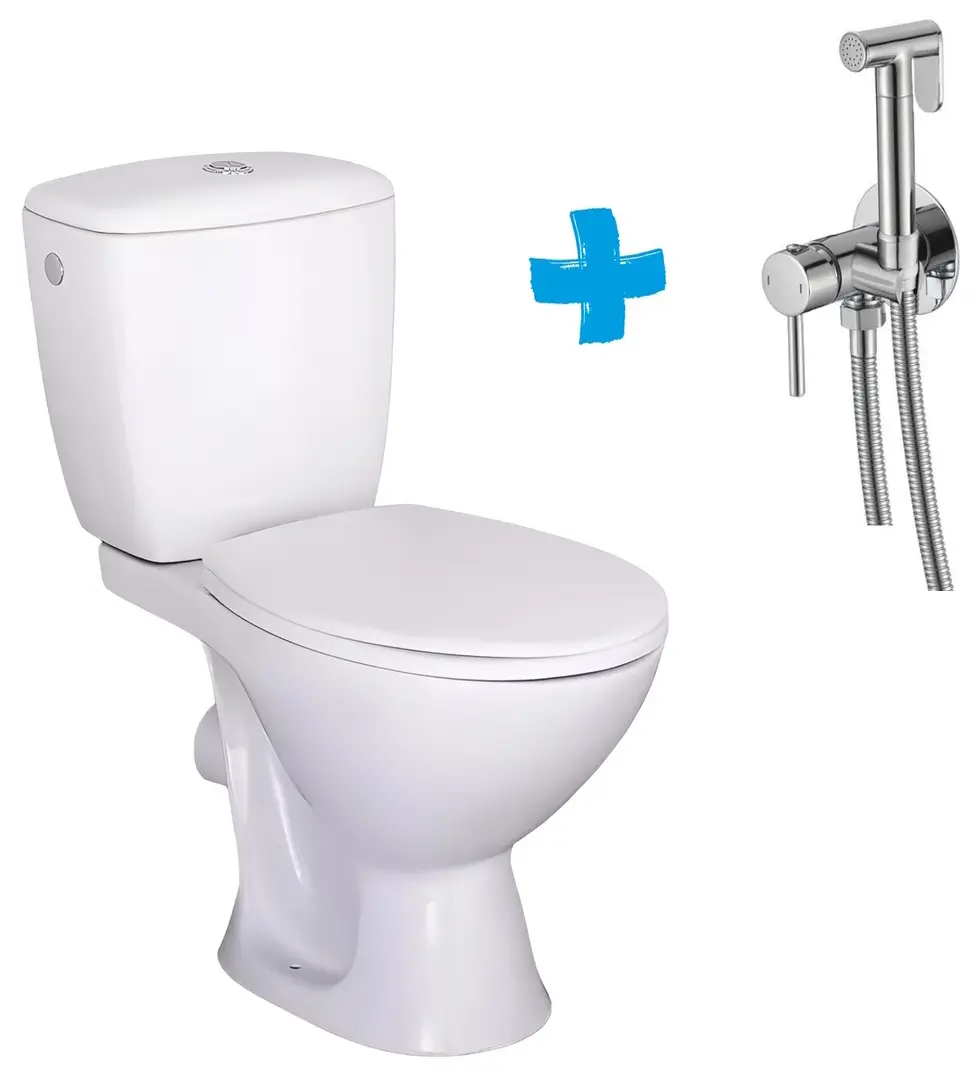 Унитаз с гигиеническим душем Cersanit Kaskada + Mixxus SUS-333 (White/Inox)