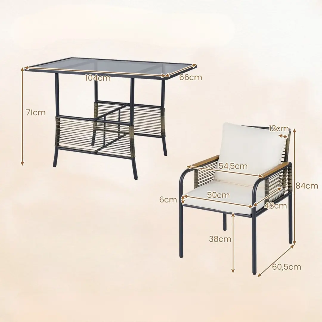 Set mobilier de gradina Costway NP12884BE (Black/White) - 5