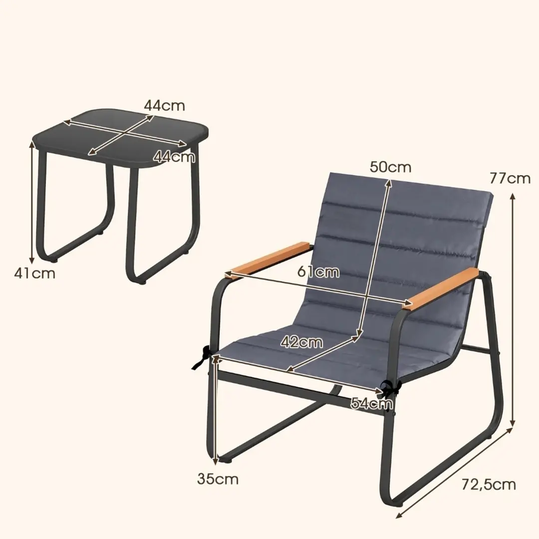 Комплект садовой мебели Costway NP12916GR (Grey/Black) - 4