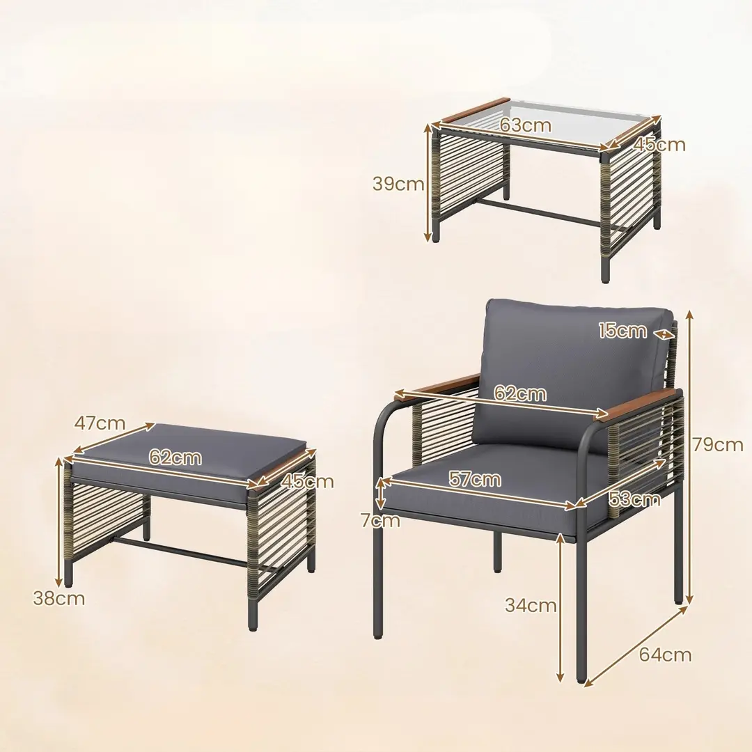 Set mobilier de gradina Costway NP12885GR (Grey) - 5