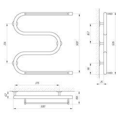 Полотенцесушитель Laris Zmeevik 25 PC3 2 Shelves 500x500 (Chrome) Thumb