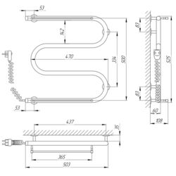 Полотенцесушитель электрический Laris Zmeevik 25 PC3 2 Shelves 500x500 Left (Chrome) Thumb