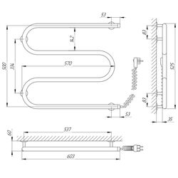 Полотенцесушитель электрический Laris Zmeevik 25 PC3 600x500 Right (Chrome) Thumb