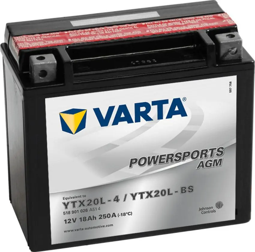 Acumulator Varta Powersports AGM YTX20L-BS 18Ah 250A