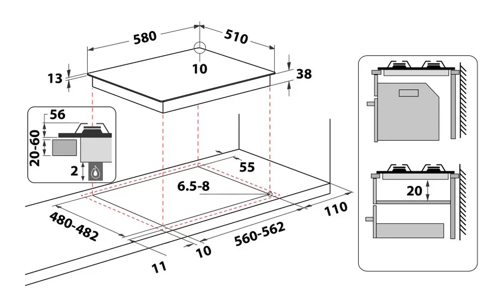 Aragaz incorporabil Whirlpool TKRL 650 IX (Inox)