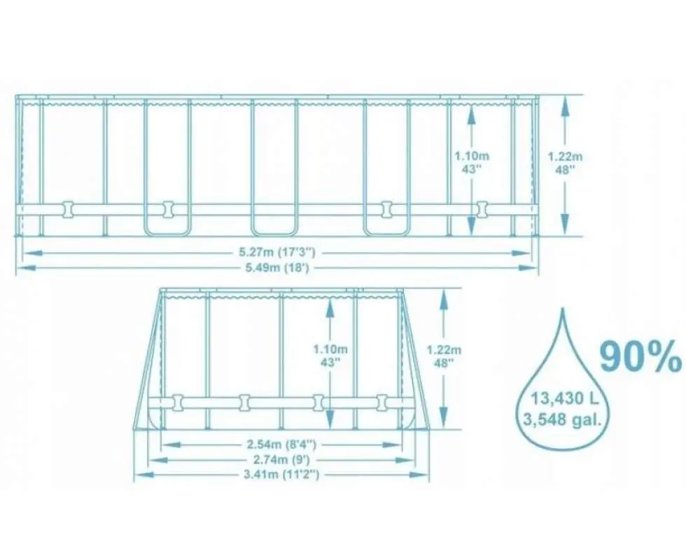 Каркасный бассейн Bestway Power Steel 56716 Stone (Grey)