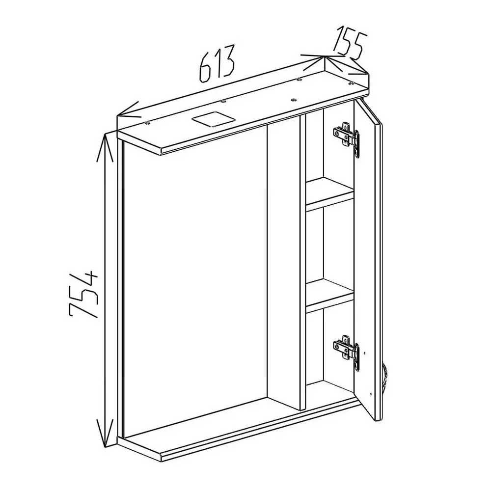 Dulap cu oglinda Bayro Dalas 600x750 Right (White)