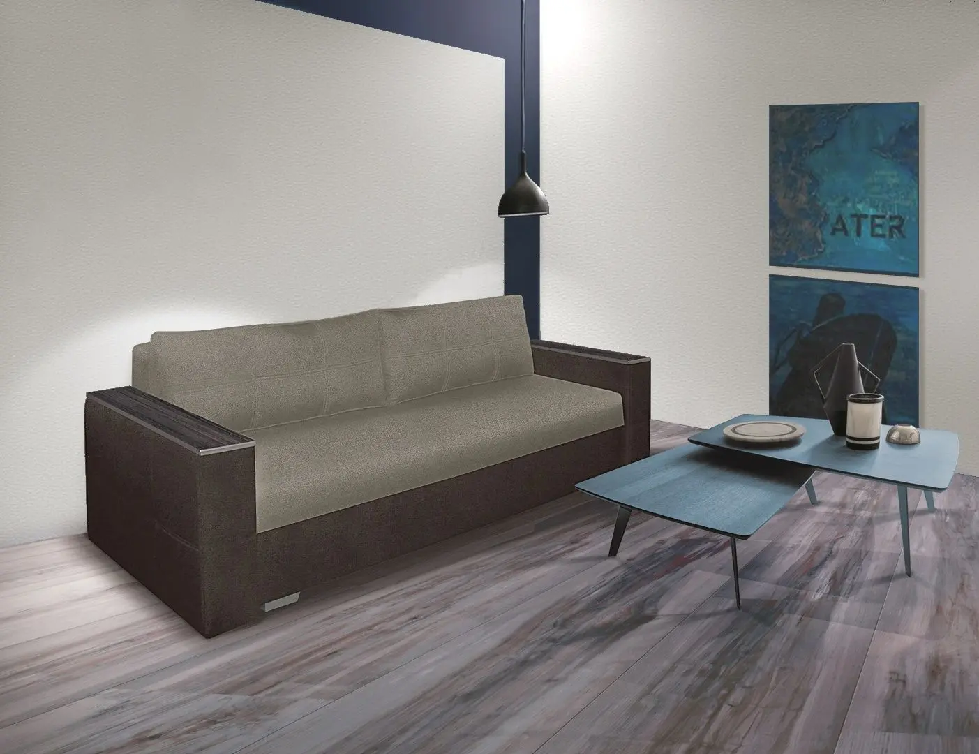 Canapea Modern Arthur Alaska 23/Alaska 03 (Beige Grey/Dark Brown)