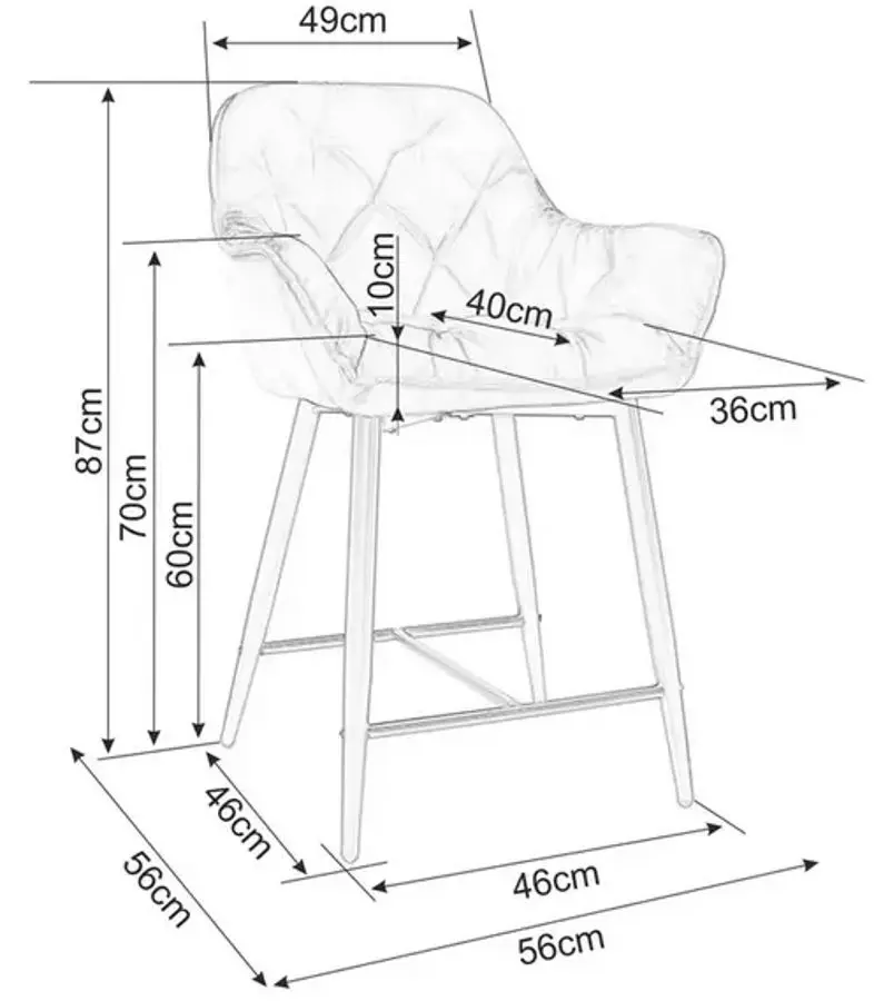 Scaun de bar Signal Cherry H-2 (Beige/Black Matte)