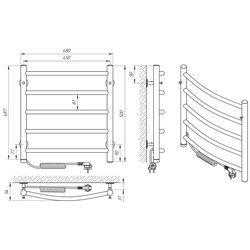 Полотенцесушитель электрический Laris Klassik P5 450x500 Left (Chrome) Thumb