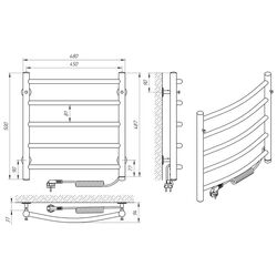 Полотенцесушитель электрический Laris Klassik P5 450x500 Right (Chrome) Thumb