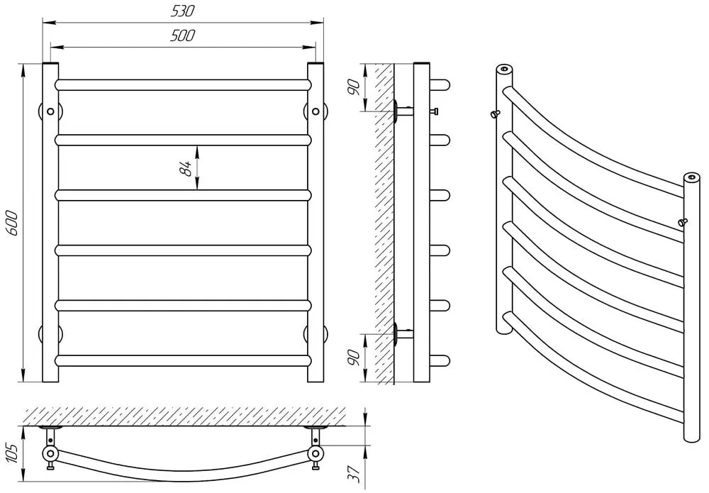 Полотенцесушитель Laris Klassik P6 500x600 (Chrome)