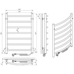 Полотенцесушитель электрический Laris Klassik P7 450x700 Right (Chrome) Thumb