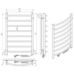 Полотенцесушитель электрический Laris Klassik P8 500x800 Right (Chrome) Thumb