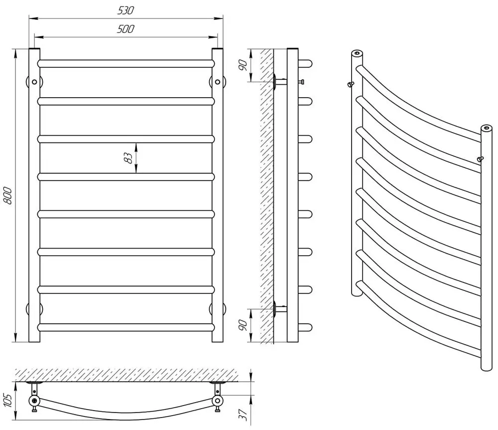 Полотенцесушитель Laris Klassik P8 500x800 (Chrome)