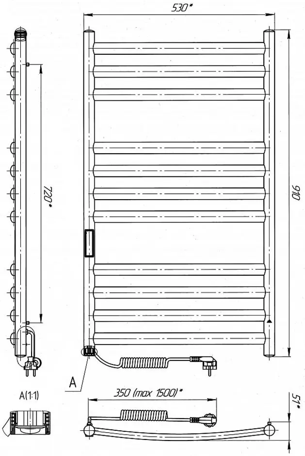 Uscator de prosop electric Laris Klassik Premium P11 500х900 Left (Chrome)