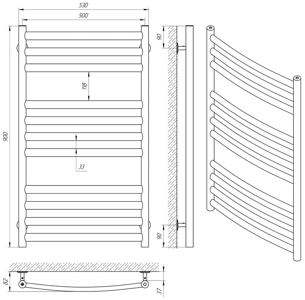 Uscator de prosoape Laris Klassik Premium P11 500х900 (Chrome)