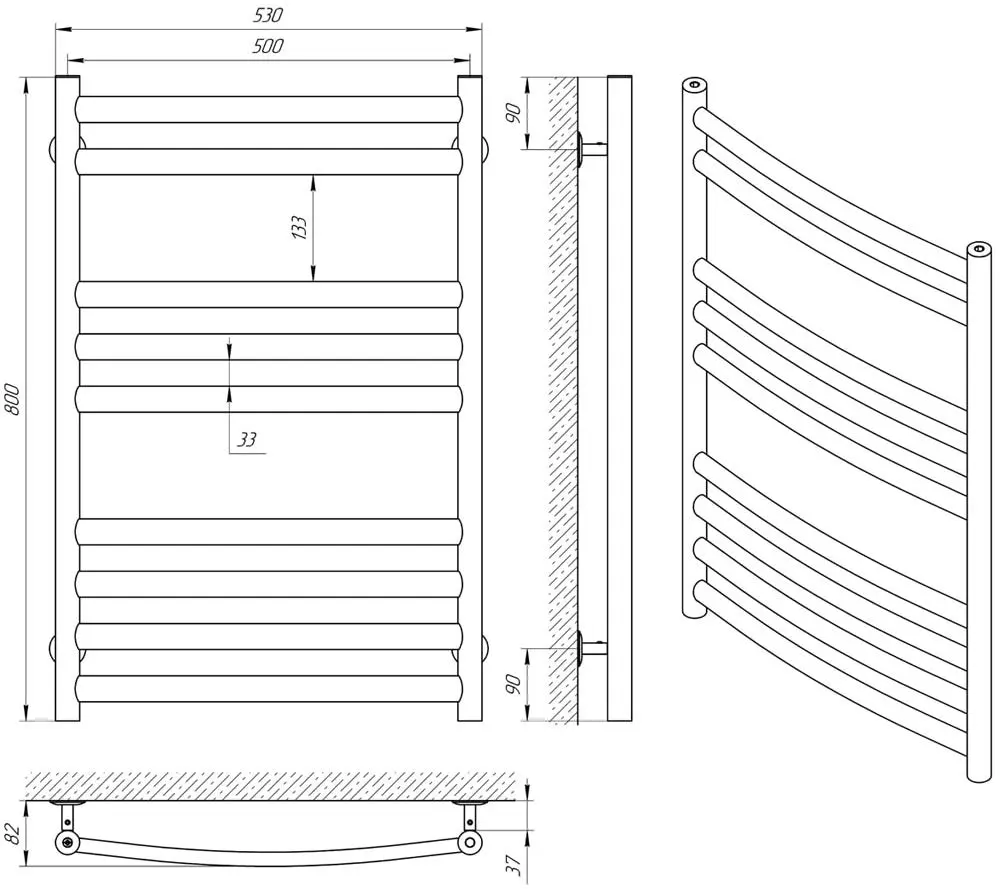 Полотенцесушитель Laris Klassik Premium P9 500х800 (Chrome)