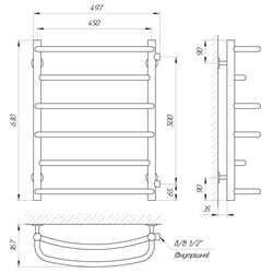Uscator de prosoape Laris Euromix P6 450x600 Side MC 500 (Chrome) Thumb