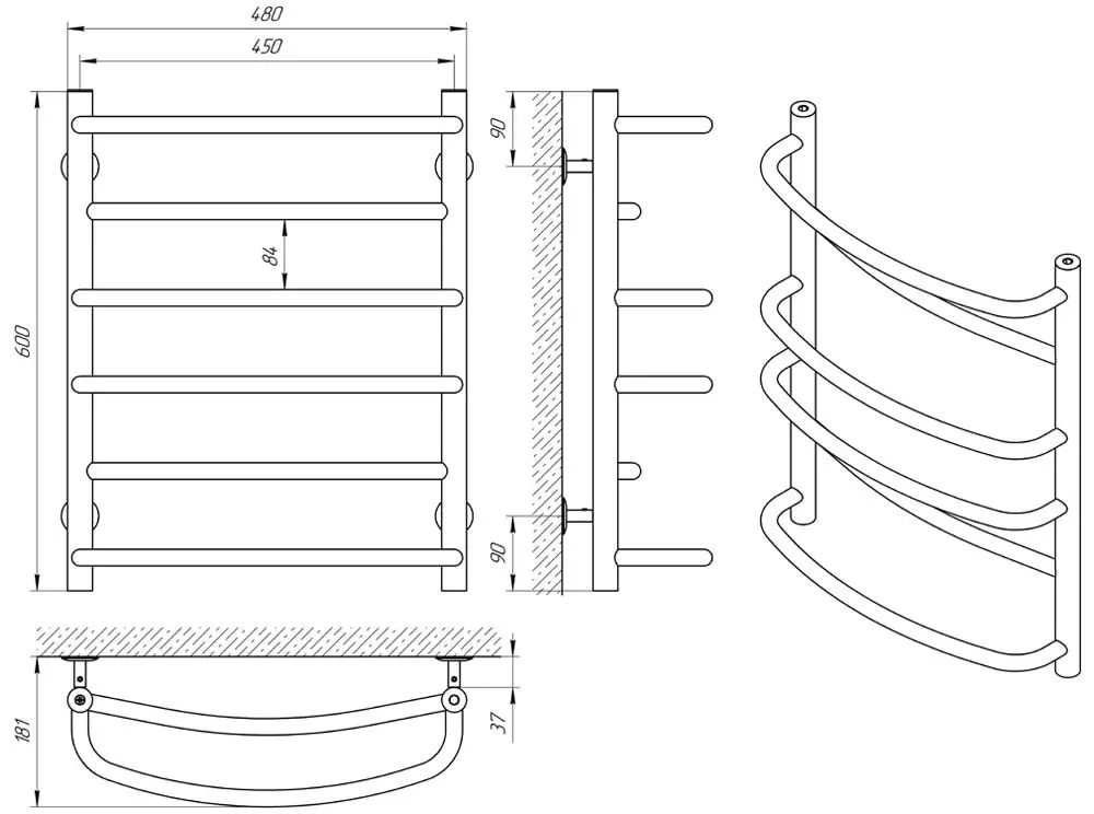 Uscator de prosoape Laris Euromix P6 450x600 (Chrome)