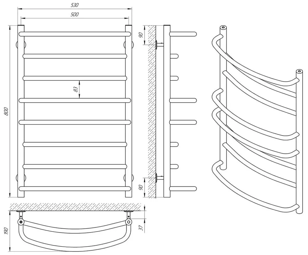 Полотенцесушитель Laris Euromix P8 500x800 (Chrome)