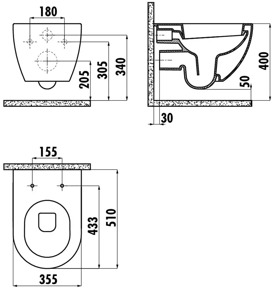 Vas WC Creavit Free FE322-11CB + KC0903.02.00 (White)
