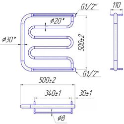 Полотенцесушитель Mario Foxtrot 530x500/500 (Chrome) Thumb