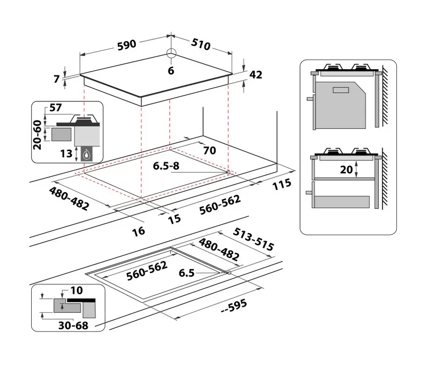 Aragaz incorporabil Whirlpool GOR 625/NB (Black)
