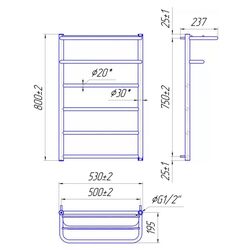 Полотенцесушитель Mario Hotel 800х530/500 (Chrome) Thumb