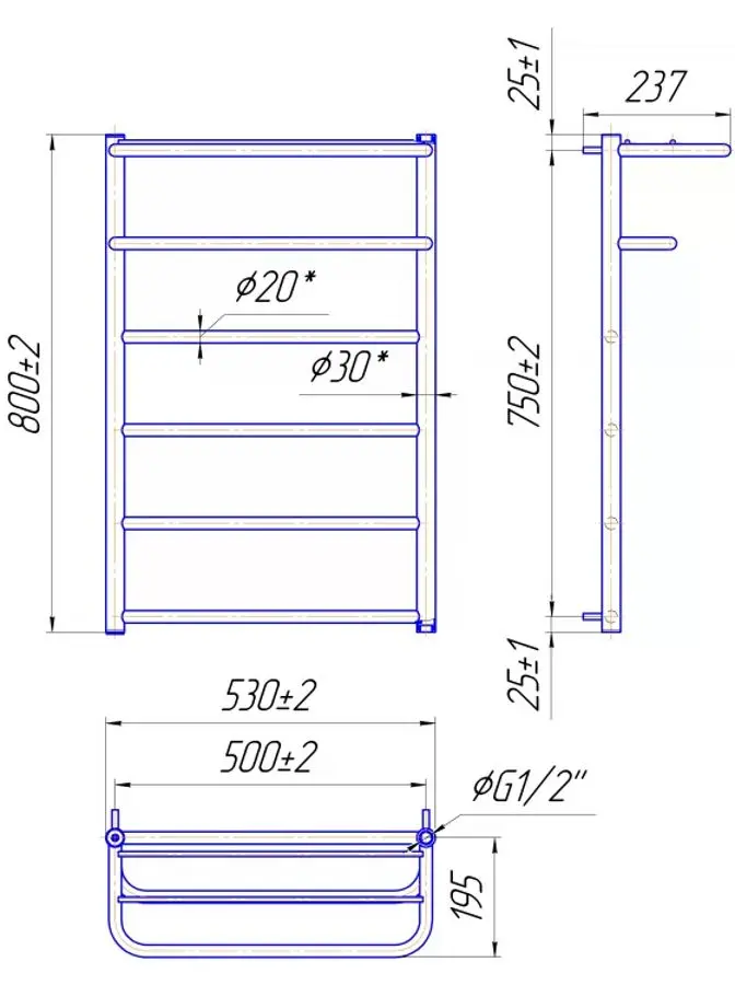 Полотенцесушитель Mario Hotel 800х530/500 (Chrome)