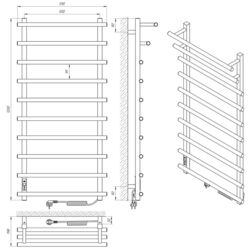 Полотенцесушитель электрический Laris Kaskad Premium P10 500х1200 Right (Chrome) Thumb