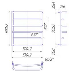 Полотенцесушитель Mario Lux 600x530/500 (Chrome) Thumb