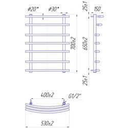 Полотенцесушитель Mario Марио 700x530/400 (Chrome) Thumb