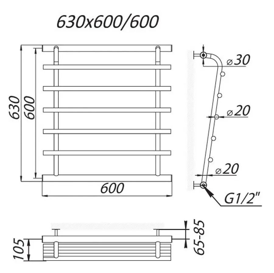 Полотенцесушитель Mario Venus 630x600/600 (Chrome)