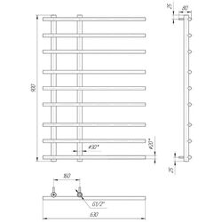 Полотенцесушитель Mario Marsel 900x630/160 (Chrome) Thumb