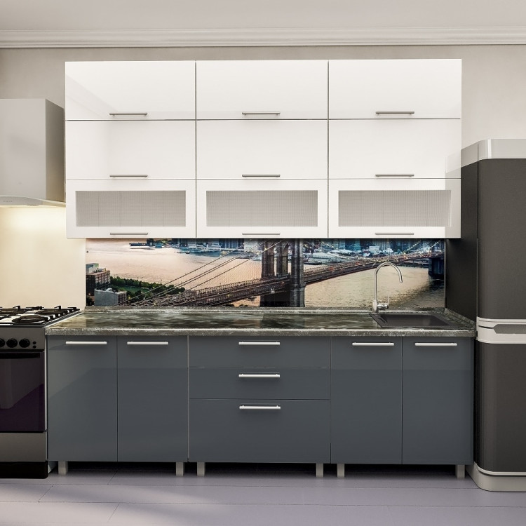 Bucatarie Bafimob Modern Maxi cu sticla 2.4m MDF lucios