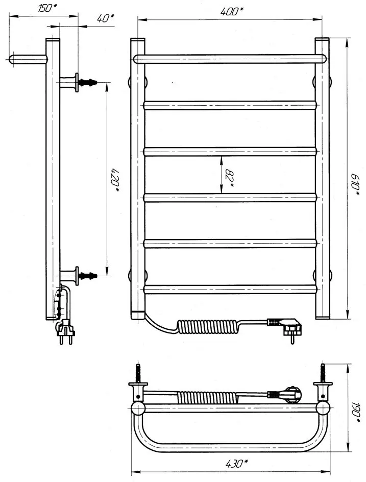 Uscator de prosoape electric Laris Prime CK6 400х600 Left (White)
