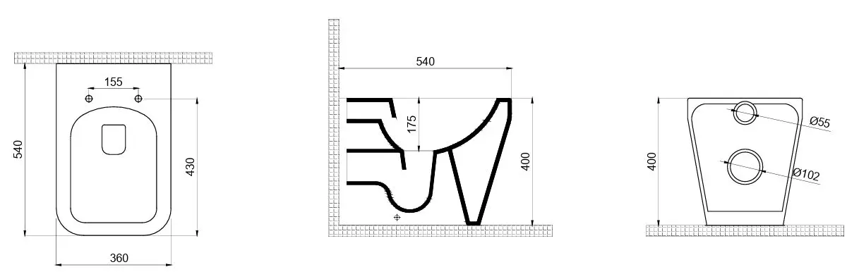 Унитаз QuarterBath Crossgrand Rimless (White)