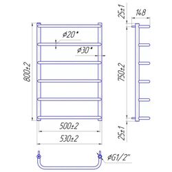 Полотенцесушитель Mario Standart 800x530/500 (Inox) Thumb