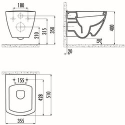 Vas WC Creavit Tetra TP326.001 + KC1603.01.00 (White) Thumb