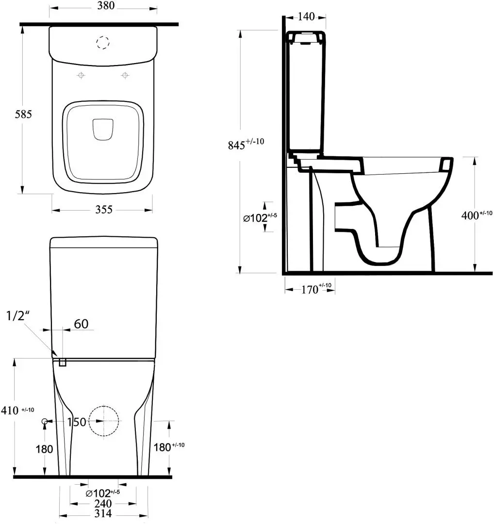 Vas WC Ege Vitrifiye Tyana Short 72200 (White)