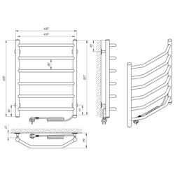 Полотенцесушитель электрический Laris Viktorya P6 450х600 Right (Chrome) Thumb